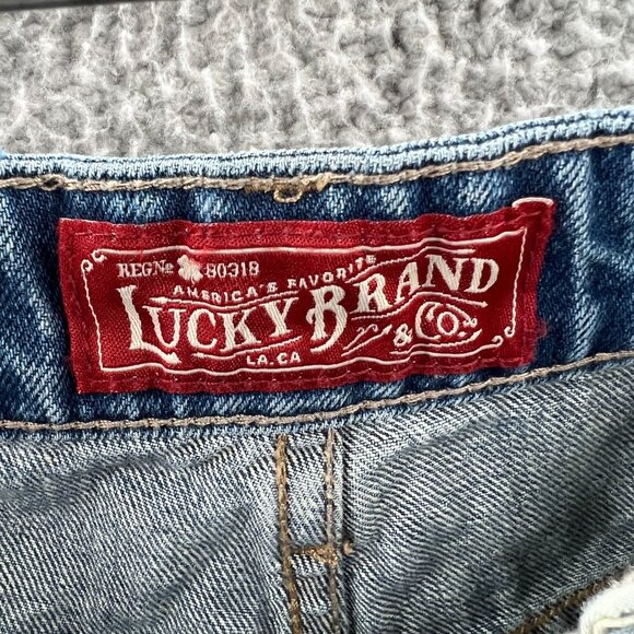 Lucky Brand Womens‎ Jean Boyfriend Shorts 2 Blue Denim Cut Off Mid Rise Pockets - Picture 6 of 16